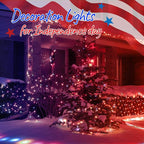 4th of July Decoration Patriotic Mini String Lights - 200 Count 50 Feet Red White Blue Christmas Lights Green Wire Waterproof for Indoor Outdoor Xmas Holiday Party Patio Independence Day Decoration