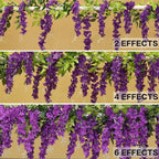 Wisteria Artificial Flowers Garland, 8Pcs Total 57.6ft Silk Faux Wisteria Vine Kit, Hanging Flower Plant for House Outdoor Garden Ceremony Outside Wedding Arch Floral Decor (8, Purple)