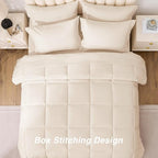 Love's cabin King Size Comforter Set Beige, 7 Pieces King Bed in a Bag, All Season Bedding Sets with 1 Comforter, 1 Flat Sheet, 1 Fitted Sheet, 2 Pillowcase and 2 Pillow Sham