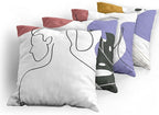 Ambesonne Minimal Throw Pillow Cushion Case Pack of 4, Modern Line Art Woman Portrait Contemporary Leafy Geometric Details, Modern Accent Double-Sided Digital Printing, 24", Lavender Amber Pale Rust
