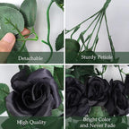 RECUTMS Flowers Artificial Hanging Plants 2PCS 3.3Ft Rose Vine for Home Room Garden Wedding Indoor Outdoor Decoration (Black)