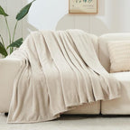 NEWCOSPLAY Super Soft Twin Blanket Linen Premium Silky Flannel Fleece Leaves Pattern Lightweight Bed Blanket All Season Use (Linen, Twin(60"x80"))