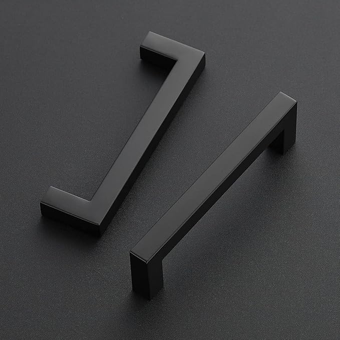 Ravinte 10 Pack 4-1/2 Inch Kitchen Square Cabinet Handles Matte Black Pulls Black Drawer Pulls Kitchen Cabinet Hardware Handles