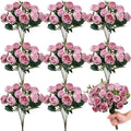 Zeyune 8 Pack 12 Inch Wedding Artificial Rose Bouquet Silk Roses Flowers Bunches Bulk Fake Roses for Bridal Home Office Garden Parties Valentine Decoration (Dusty Pink)