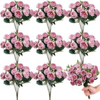 Zeyune 8 Pack 12 Inch Wedding Artificial Rose Bouquet Silk Roses Flowers Bunches Bulk Fake Roses for Bridal Home Office Garden Parties Valentine Decoration (Dusty Pink)