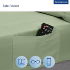 DREAMCARE Queen Size Sheets - Cooling Bed Sheets - 4pcs Set - up to 15" Deep Pocket Queen Sheet Set - Sheets Queen Size Bed - Soft & Long Lasting 100% Fine Microfiber with Side Pocket - Sage Green