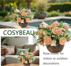 Artificial Rose Flowers 25pcs, Light Orange Foam Fake Rose Faux Flower for Wedding Bouquets Bridal Shower Centerpieces Floral Arrangements Home Decorations Party Backdrops Table