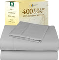 California Design Den Natural 100% Cotton Sheets, Twin Sheets Set, 400 Thread Count Sateen Bedding for Dorm Rooms & Adults, Deep Pockets, Cool & Durable - Light Grey