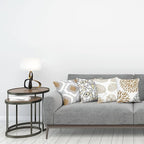 Ambesonne Vintage Throw Pillow Cushion Case Pack of 4, Bohemian Ornamental Leaves Dahlia Pattern Geometric Art Curlicue, Modern Accent Double-Sided Digital Printing, 18", Pale Brown Grey White