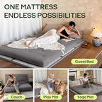 ZonLi Japanese Floor Futon Mattress Full Size 75"x 54", 100% Cotton Cover 2.5'' Thicken Tatami Mattress, Foldable Sleeping Pad, Portable Dormitory Tatami Mat (Grey)