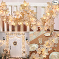 5 Pack Thanksgiving Garland with Lights Maple Leaf String Lights - Total 32.5 Ft Fall Leaf Garland String Lights with 100LED Battery Operated Decor for Fireplace Thanksgiving Table Decorations Indoor