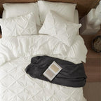 Bedsure King Size Comforter Set Ivory - Bed in a Bag Bedding Set 7 Pieces, GentleSoft™ Pintuck Bed Set Gift for Family, Pinch Pleat Ivory Comforter with Sheets, Pillowcases & Shams