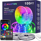 AILBTON Led Lights for Bedroom,100ft Led Light Strip Music Sync RGB Led Strip Lights Built-in Mic,Bluetooth App Control Led Room Lights with Remote,5050 RGB Rope Light