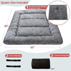 MAXYOYO Black Leaf Printed Japanese Futon Floor Mattress, Thicken Sleeping Pad Floor Bed Roll Up Camping Guest Mattress Folding Couch Bed, Queen Size