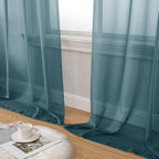 Aiyufeng Dusty Blue Sheer Curtains 54 Inch Length 2 Panels Set, Light Filtering Airy Rod Pocket Dusty Blue Window Curtain Treatment Drapes for Kitchen Bedroom Living, Each 42Wx54L Inches