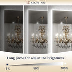 Keonjinn 28 x 36 Inch LED Bathroom Mirror with Backlit, Anti-Fog Vanity Mirror, CRI90+ HD Tempered Glass, Stepless Dimmable, High Lumen, UL Listed, Waterproof, Horizontal/Vertical