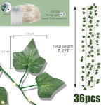 RECUTMS Artificial Ivy Vines 250 FT with 300 LED String Light Leaf Garland Fake Hanging Plants for Long Leaves Greenery Room Garden Office Wedding Wall Shower Patio Outdoor Indoor Decor (36 Pack)