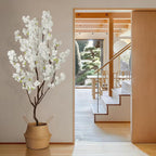 Faux White Cherry Blossom Tree 7ft(84in) Artificial Silk White Flower Tree Lifelike Large Fake Floral Tree for Wedding Realistic Elegant Cherry Sakura Plant in Pot for Home,Living Room,Office Decor