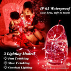 ZGWJ 50 Pack Fairy Lights Battery Operated, 7ft 20 Mini LED Fairy String Lights Silver Wire 3 Modes for DIY, Parties, Wedding, Bedroom, Halloween Christmas Decoration Red