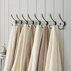 Dseap Coat Rack Wall Mount - 29.5” Long 8-Tri-Hooks Heavy Duty Coat Hanger Rail Wall Hooks for Hanging Coats Hats Clothing Clothes Purse Mudroom Entryway, Gray, Pack of 2