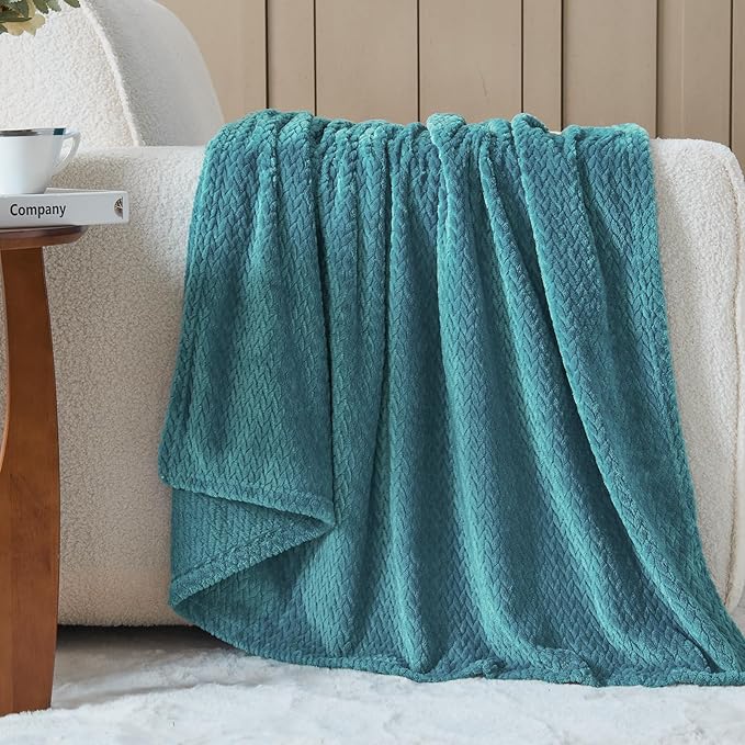 NEWCOSPLAY Super Soft Queen Blanket Dark Blue Premium Silky Flannel Fleece Leaves Pattern Lightweight Bed Blanket All Season Use (Dark Blue, Queen(90"x90"))