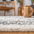 SAFAVIEH Arizona Shag Collection Runner Rug - 2'3" x 12', Ivory & Black, Moroccan Design, Non-Shedding & Easy Care, 1.6-inch Thick Ideal for High Traffic Areas in Living Room, Bedroom (ASG741Z)