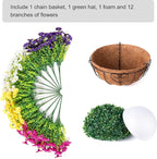 Artificial Faux Hanging Flowers Plants Baskets for Outdoors, Fake Silk Morning Glory in Planter UV Resistant Realistic Artificial Flower for Outside Porch Patio Balcony Garden Yard Home Decor