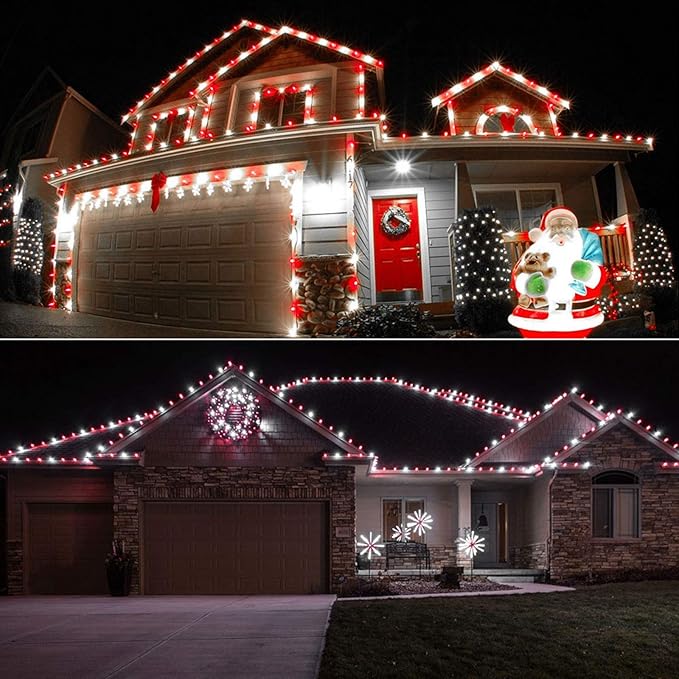 Brizled Red & White String Lights, 25 LED C9 Christmas Lights, Connectable Xmas Tree Light, Waterproof Strawberry String Light for Indoor Outside Tree Roof Garden Patio Pathway