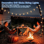 Bosceos Outdoor G40 LED Globe String Lights 50FT Dimmable Shatterproof Waterproof Patio Lights with 25+2 Bulbs Connectable Commercial Hanging Light for Patio Balcony Backyard Party (White Wire)