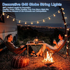 Bosceos Outdoor G40 LED Globe String Lights 25FT Dimmable Shatterproof Waterproof Patio Lights with 12+2 Bulbs Connectable Commercial Hanging Light for Patio Balcony Backyard Party (White Wire)
