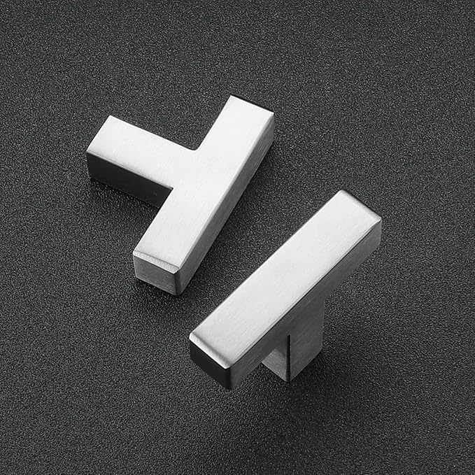 Ravinte 1 Pack Brushed Nickel Kitchen Cabinet Handles Single Hole Cabinet Pulls Square Kitchen Hardware for Cabinet Drawer Pulls Drawer Handles Come with Screwdriver