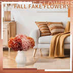 9 Pcs Fall Hydrangea Artificial Flowers 23.6" Thanksgiving Vintage Faux Silk Hydrangeas Flower with Stem Fall Fake Hydrangeas Bouquet Floral for Farmhouse Home Wedding Table Centerpiece