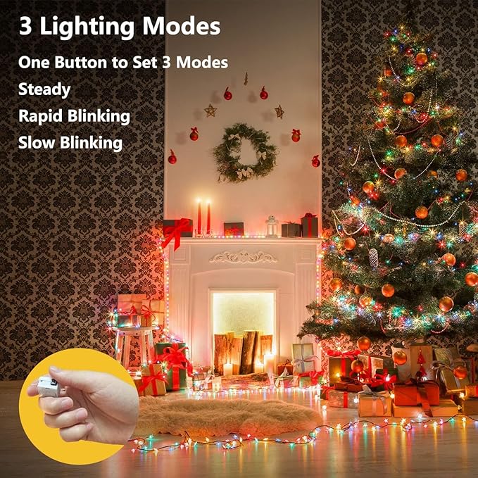 36 Pack Fairy Lights Battery Operated, 3 Speed Modes, Extra 40 Batteries for Replacement, 7Ft 20 LED String Lights, Waterproof Copper Wire, Twinkle Firefly Lights for Christmas Decorations,Colorful