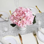 Flower Table Centerpieces - Set of 6 Floral Arrangement Artificial Wedding Hydrangeas Floral Arrangement with Rustic Metal Vase for Bridal Tea Party Event Decorations - Pink