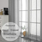 Aiyufeng Gray Sheer Curtains 54 Inch Length 2 Panel Set, Fresh Farmhouse 54 Inch Long Sheer Linen Look Airy & Lightweight Elegant Window Treatments for Bedroom/Living Room/Kitchen, 30Wx54L inch