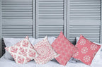 Ambesonne Retro Throw Pillow Cushion Case Pack of 4, Trellis Grid Medieval Floral Damask Mandala Flower Ornament in Modern Monochrome, Modern Accent Double-Sided Digital Printing, 24", Pastel Pink