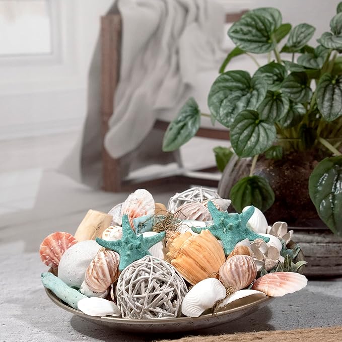 ANDALUCA Ocean Plumes Scented Seashell Potpourri Made in California Large 20 oz Bag Fragrance Vial Scents of Orange, Lime, Bergamot, Lily, Rose and Tonka Coastal Home Decor