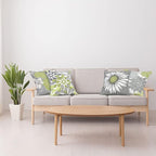 Ambesonne Floral Throw Pillow Cushion Case Pack of 4, Flower Petals Color Palette Chamomile Peony Dahlia and Sunflower, Accent Double-Sided Digital Printing, 18", Grey Pastel Green