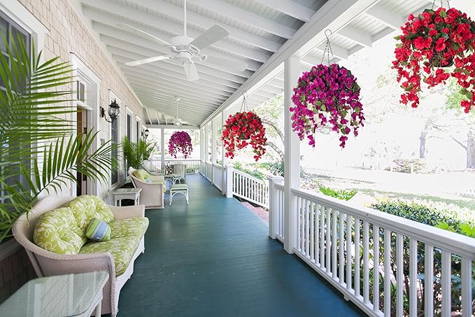 Artificial Hanging Flower Baskets for Fall Decoration, Outdoor Fake Plant Faux Silk Hibiscus Long Vines in Planter UV Resistant Realistic Flowers for Outside Porch Patio Home Decor, Yellow