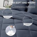 Love's cabin Queen Comforter Set Navy Blue, 7 Pieces Queen Bed in a Bag, All Season Bedding Sets with 1 Comforter, 1 Flat Sheet, 1 Fitted Sheet, 2 Pillowcase and 2 Pillow Sham