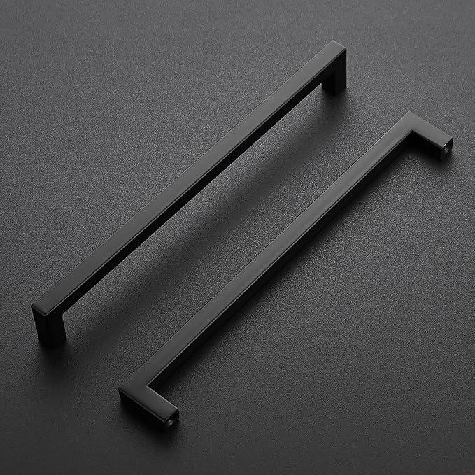 Ravinte 20 Pack Square Cabinet Pulls 10 Inch Black Kitchen Cabinet Handles Matte Black Kitchen Hardware for Cabinet Black Drawer Pulls Black Square Bar Cabinet Pulls Drawer Handles