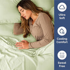 Split King Size 5 Piece Sheet Set - Comfy Breathable & Cooling Bed Sheets Set - Hotel Luxury Bedding for Women, Men, Kids, Teens, Boys & Girls - Deep Pockets and Wrinkle Free - Oeko-Tex - Light Sage
