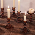 12PCS Amber Candlestick Holders Set- 4" H Taper Candle Holders, Glass Candle Holders Bulk for Wedding, Party, Fall Home Table Centerpieces, Festival Gifts & Windowsill Decor