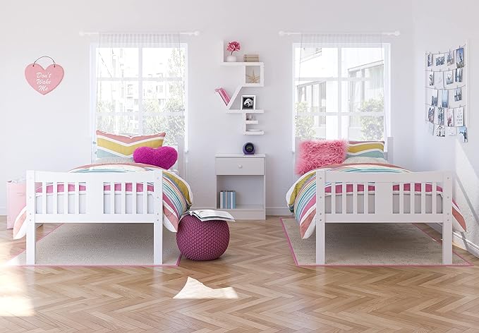 Storkcraft Caribou Bunk Bed Twin Over Twin Bunk Bed (White) - GREENGUARD Gold Certified, Twin Bunk Beds for Kids, Converts to 2 Individual Twin Beds, Bunk Beds for Kids