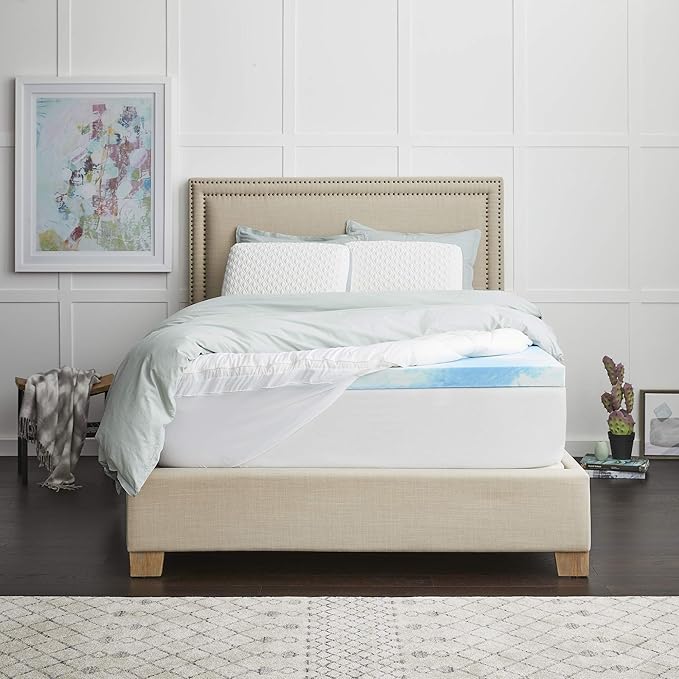 4" SealyChill™ Gel + Comfort Memory Foam Mattress Topper with Pillowtop Washable Allergen Resistant Cover, California King, White