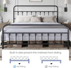 Yaheetech Classic Metal Platform Bed Frame Mattress Foundation with Victorian Style Iron-Art Headboard/Footboard/Under Bed Storage/No Box Spring Needed/California King Size Black