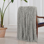 Tuddrom Decorative Extra Soft Faux Fur Blanket Twin Size 70" x 78",Solid Reversible Fuzzy Fluffy Cozy Plush Fleece Comfy Microfiber Blanket for Couch Sofa Bed,Quiet Grey