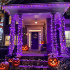 JMEXSUSS 8 Pack 50 LED Orange and Purple Fairy Lights Battery Operated 16.1ft Twinkle Lights