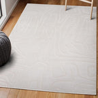 JONATHAN Y Graphic Lines High-Low Indoor Area Rug 5X8 White/Cream, Alcina Modern Scandinavian for Living Room, Bedroom, Kitchen, Easy-Cleaning, High Traffic, Pet-Friendly, Non-Shedding SND102B-5