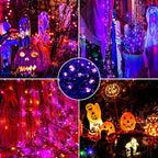Orange Purple Halloween Lights Outdoor Indoor, 108FT 300 LED 2 Colors in 1 Christmas Lights, Fairy Lights, END to END Connect, Waterproof Halloween Decorations Decor Timer Remote (100% UL)